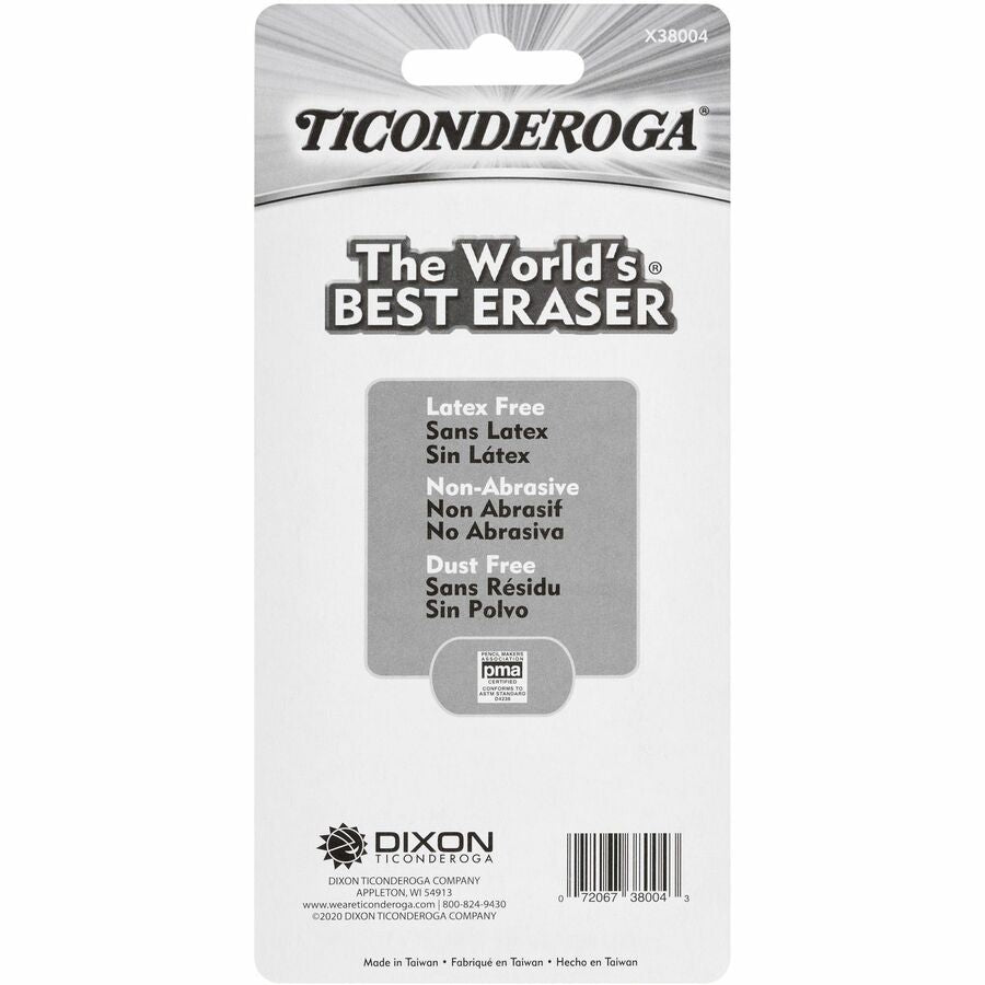 Ticonderoga White Erasers - White - Block - Vinyl - 4 / Pack - Soft, Latex-free, Smudge-free, Residue-free, Non-tearing, Non-toxic, Easy Grip