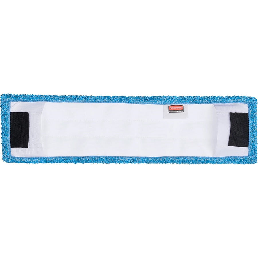 Rubbermaid Commercial Adaptable Flat Mop Microfiber Pad - 19.5" Length x 5.5" Depth - MicroFiber - Blue - 12 / Carton
