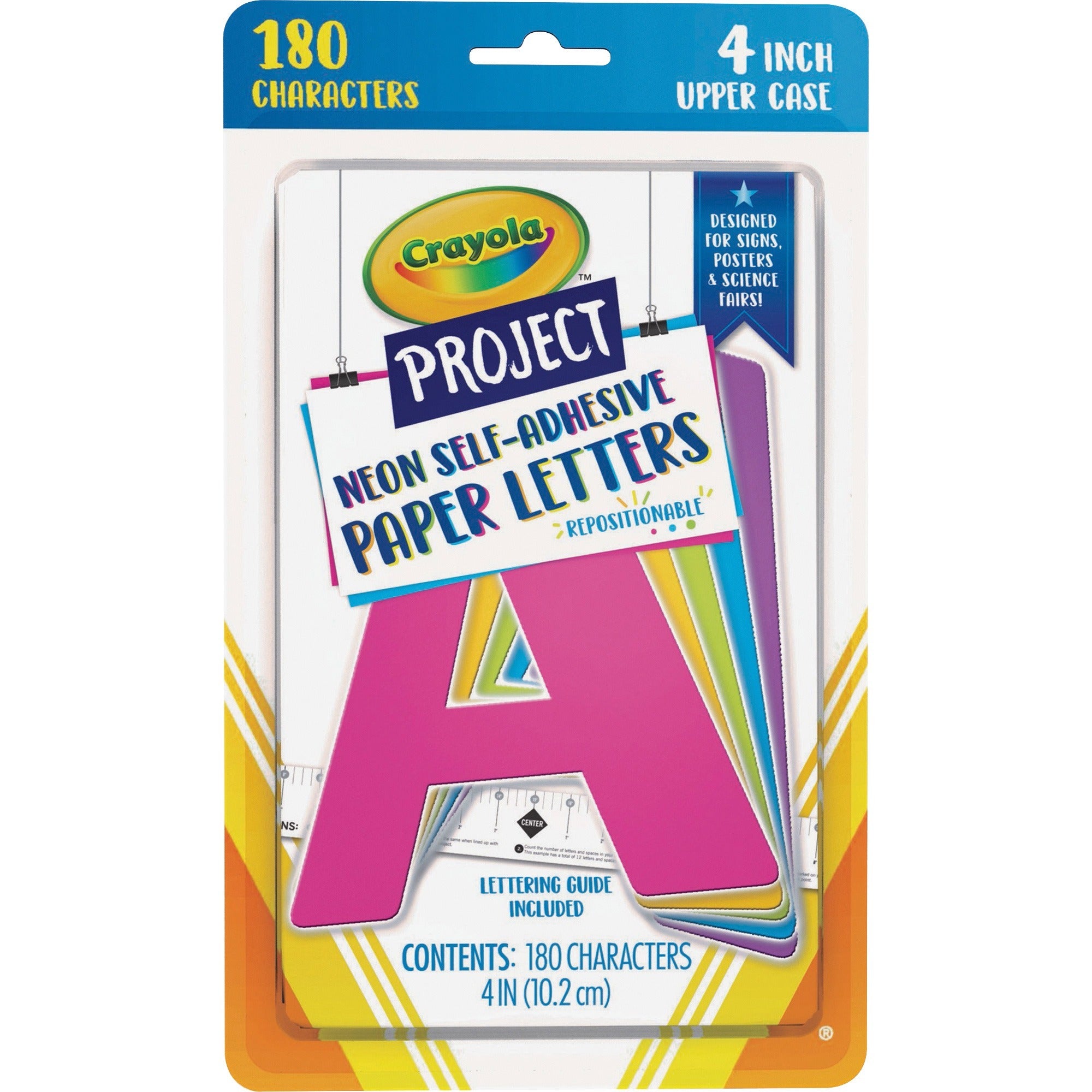 crayola-self-adhesive-paper-letters-self-adhesive-4-height-assorted-neon-paper-180-pack_pacp1646cra - 1