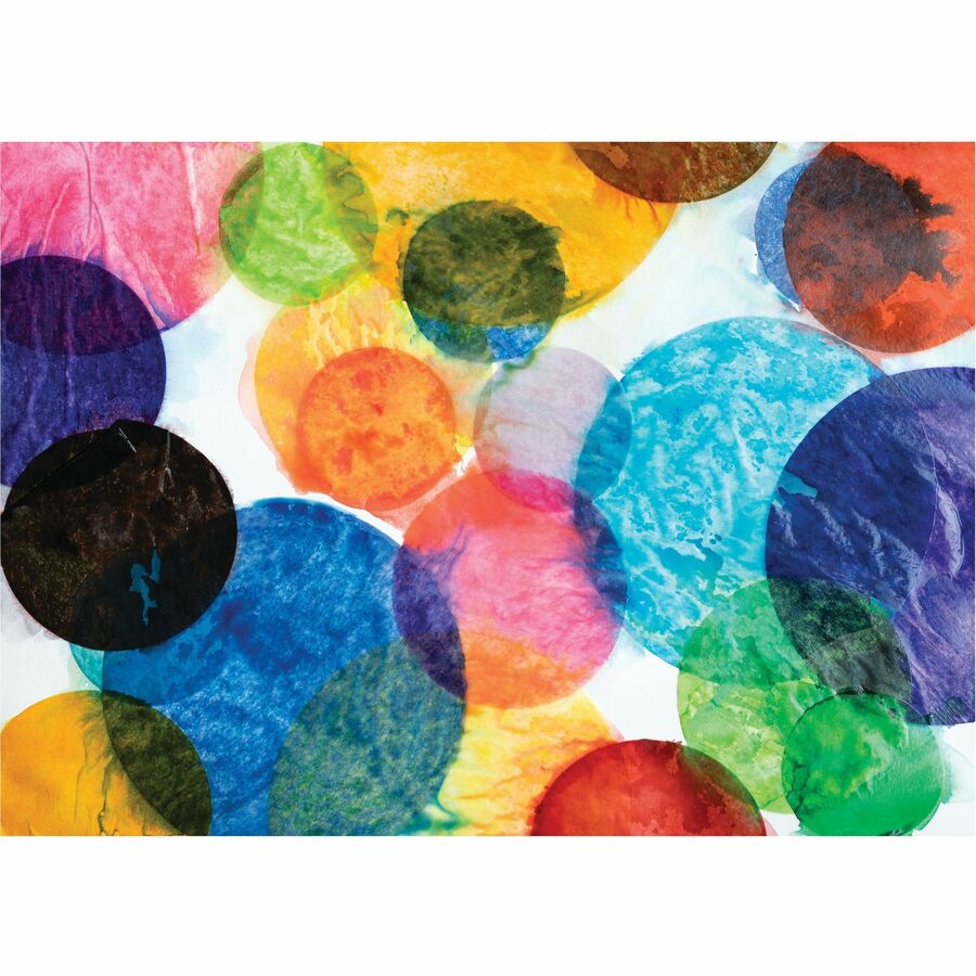 Spectra Art Tissue Deluxe Bleeding Circles - Paint - 2250 Piece(s) x 4"Diameter - 1 Bag - Cerise, National Blue, Chinese Red, Spring Green, Dark Pink, Scarlet, Magenta, Sky Blue, Canary, Orchid, Azure Blue, ... - Tissue, Paper