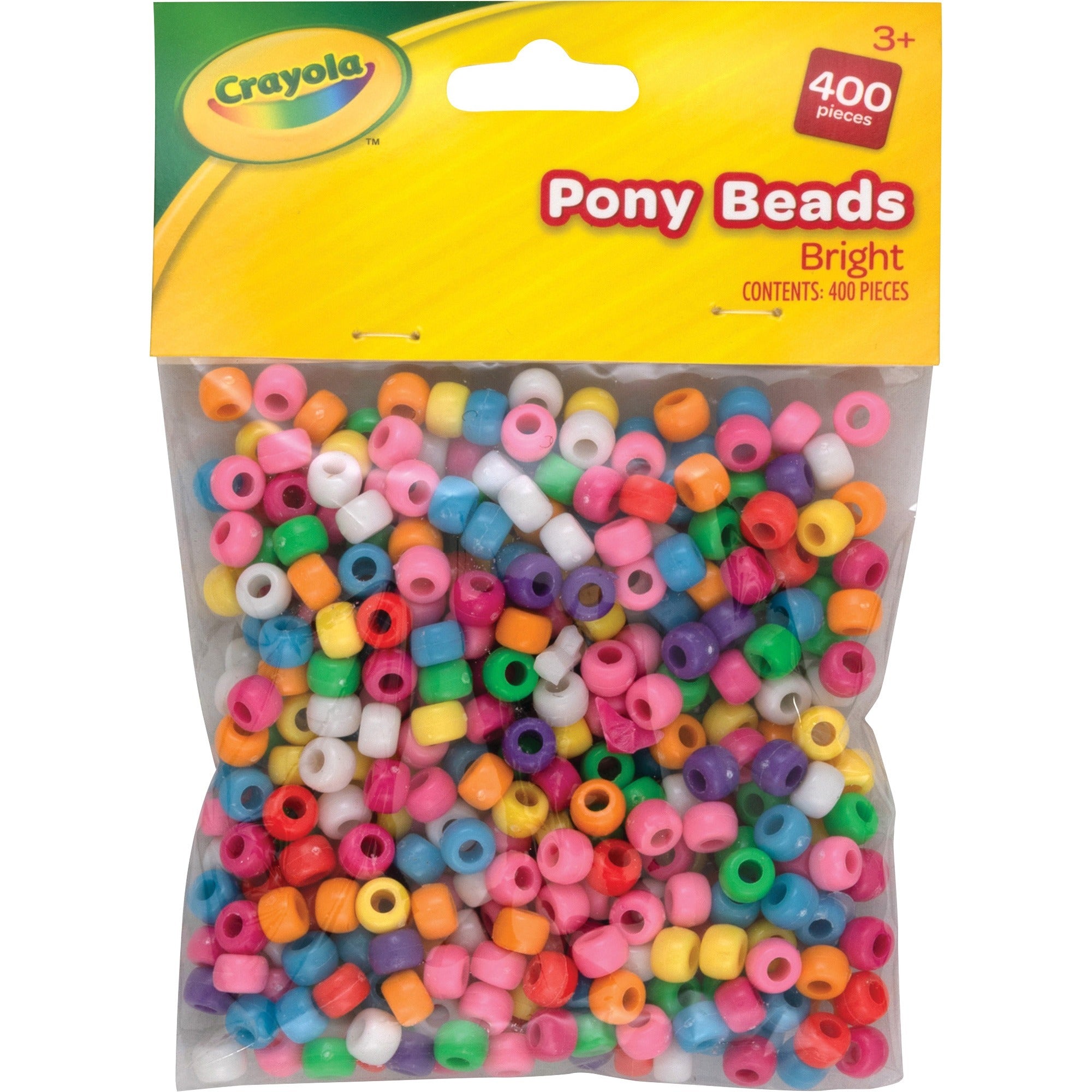 crayola-pony-beads-key-chain-project-party-classroom-necklace-bracelet-400-pieces-400-pack-bright-assorted_pacp355402cra - 1