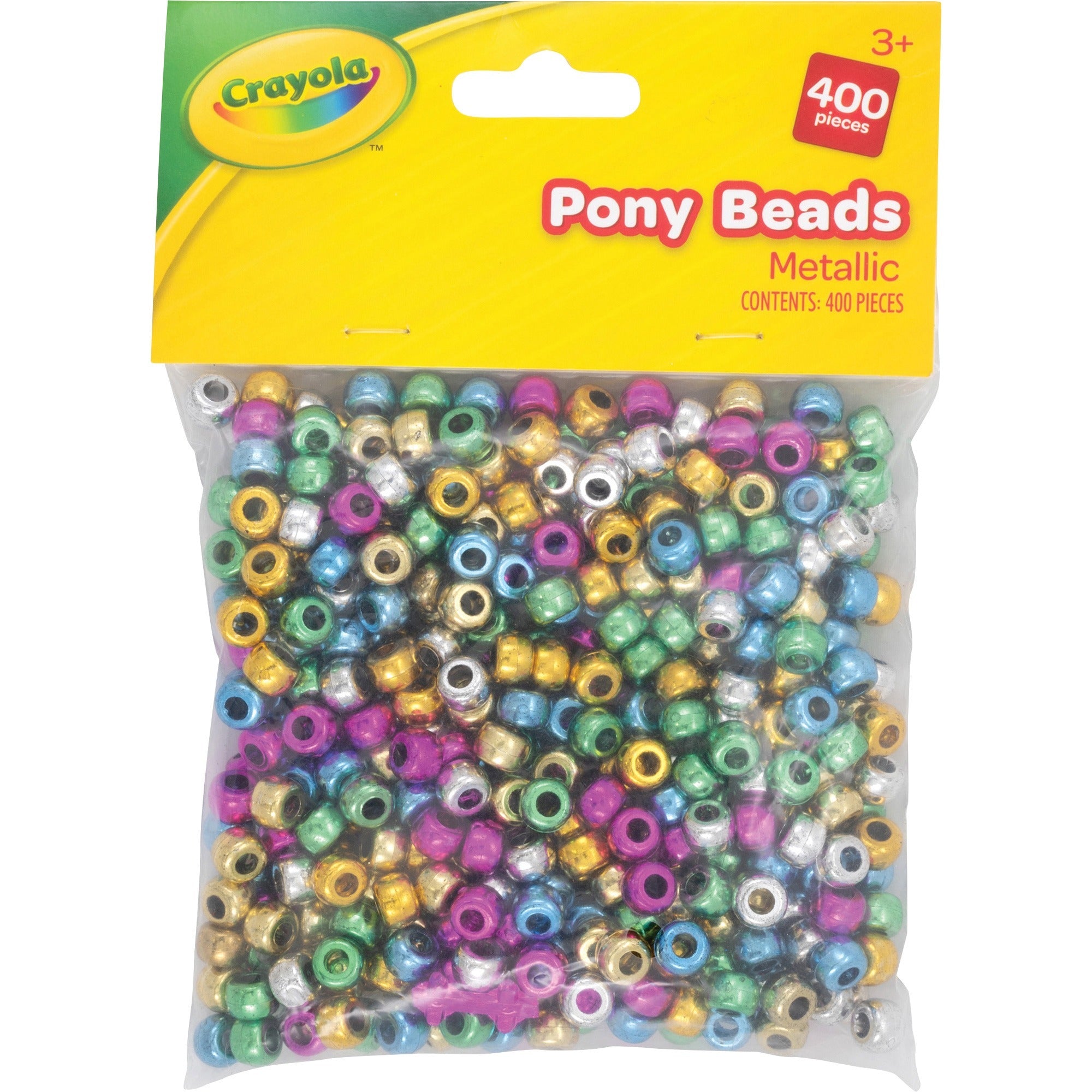 crayola-pony-beads-key-chain-project-party-classroom-necklace-bracelet-400-pieces-400-pack-assorted-metallic_pacp355403cra - 1