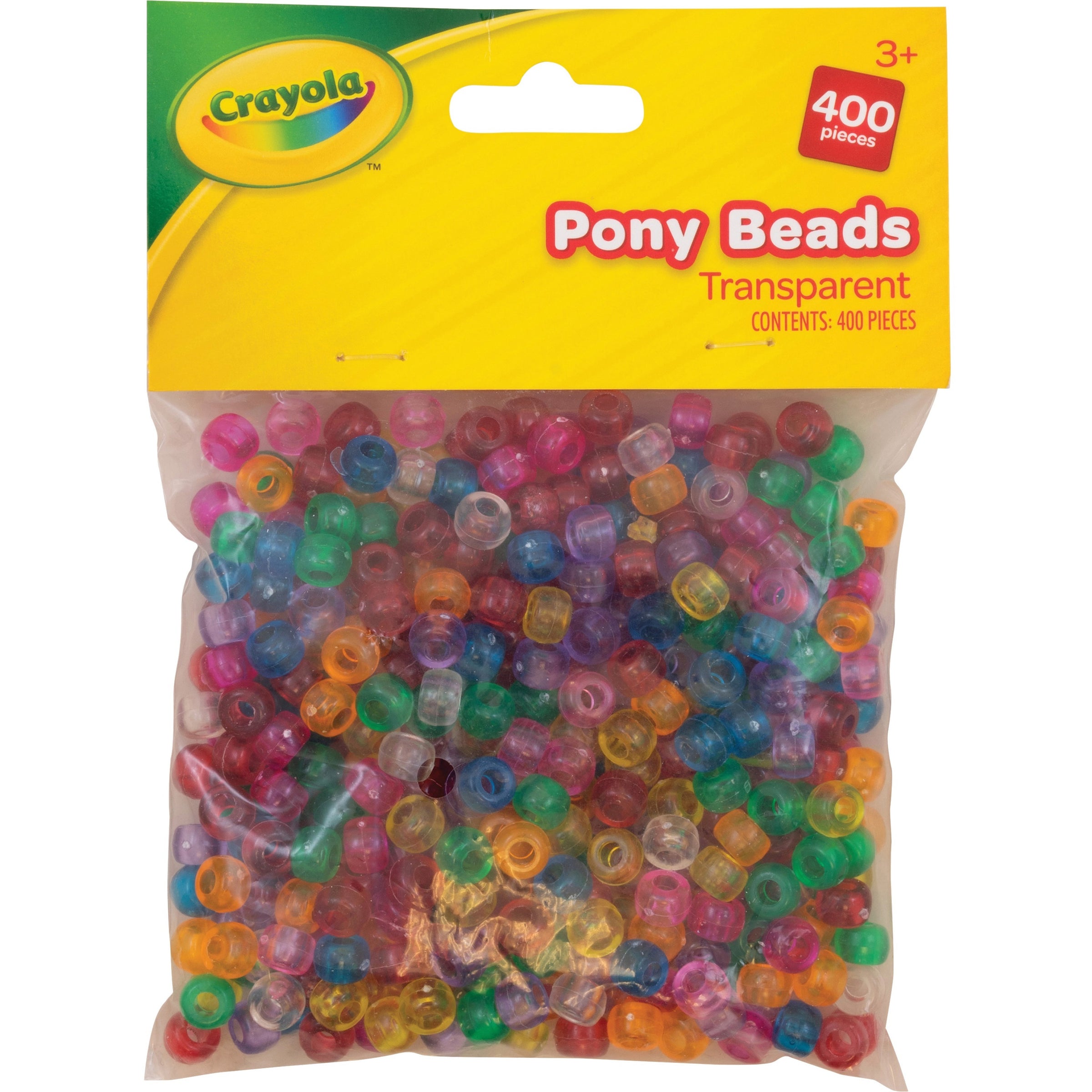 crayola-pony-beads-key-chain-party-classroom-project-necklace-bracelet-400-pieces-400-pack-assorted_pacp355211cra - 1