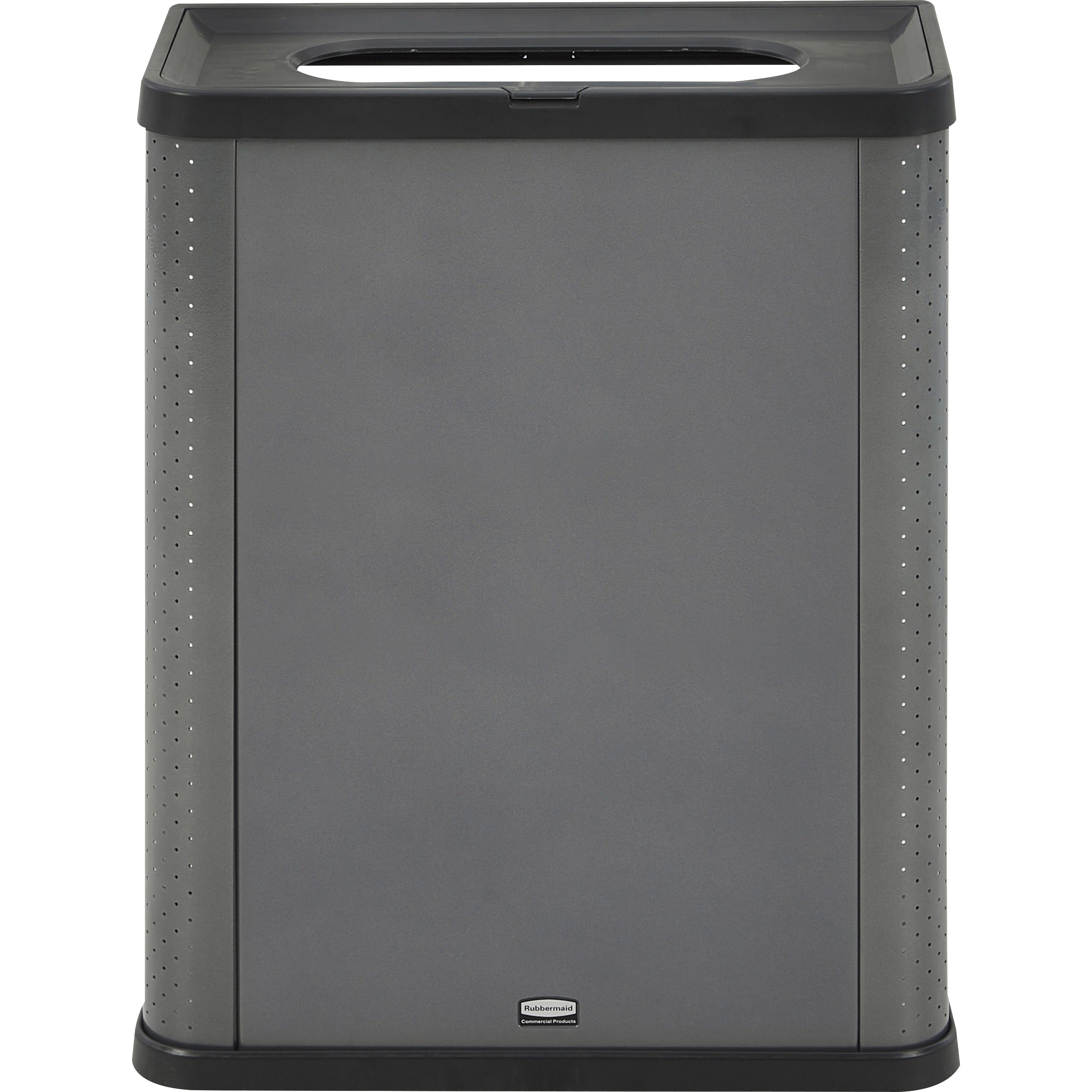 Elevate Decorative Refuse Container, Landfill, 23 gal, Plastic/Metal, Pearl Dark Gray