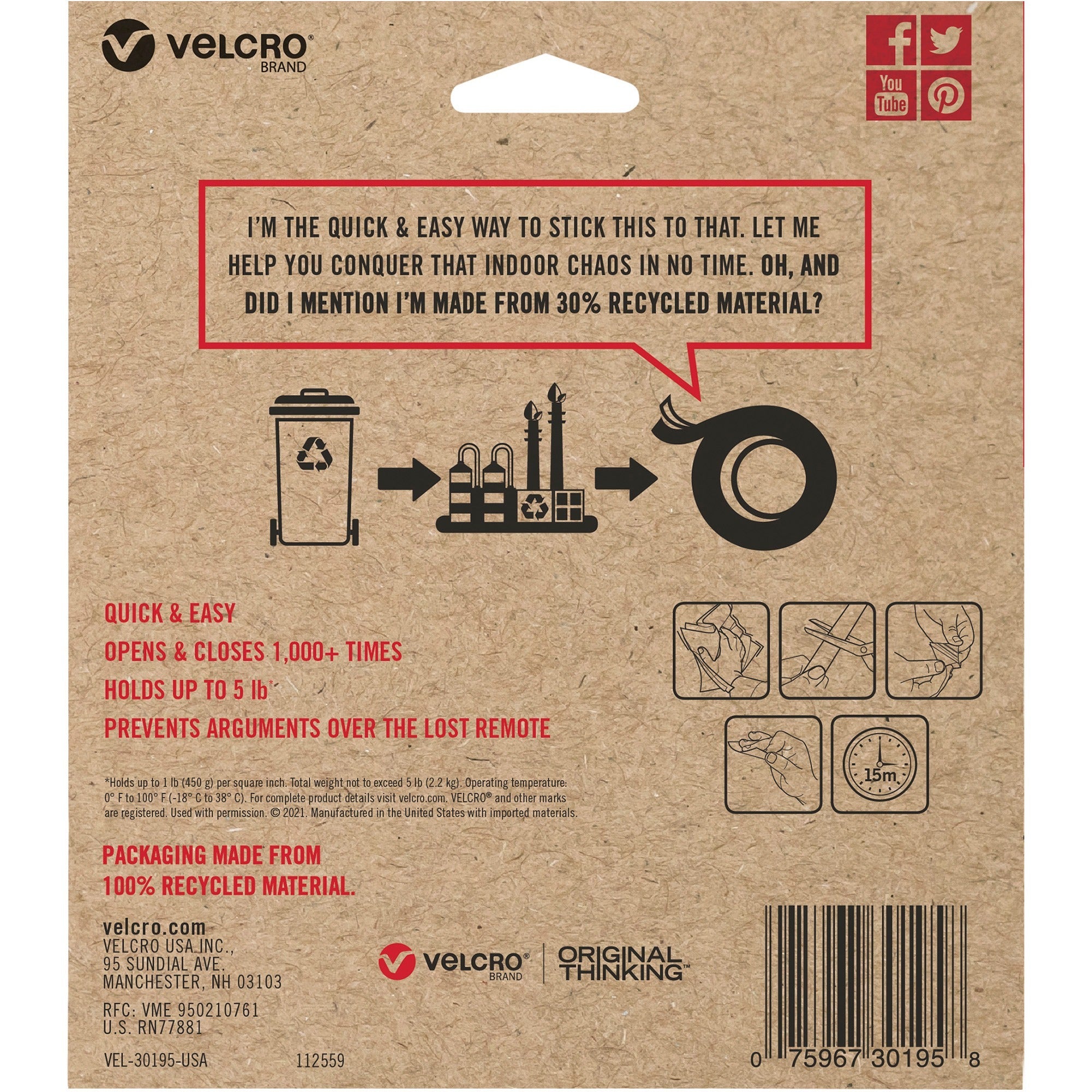 velcro-eco-collection-adhesive-backed-tape-10-ft-length-x-088-width-1-each-white_vek30195 - 2