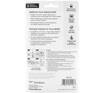 tombow-mono-air-touch-net-tape-dispenser-refill-1750-yd-length-x-033-width-2-pack-white_tom62153 - 2
