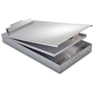 Saunders Cruiser Mate Form Holder with Storage - 1" Clip Capacity - Top Opening - 8 1/2" x 14" - Aluminum - Gray - 1 Each
