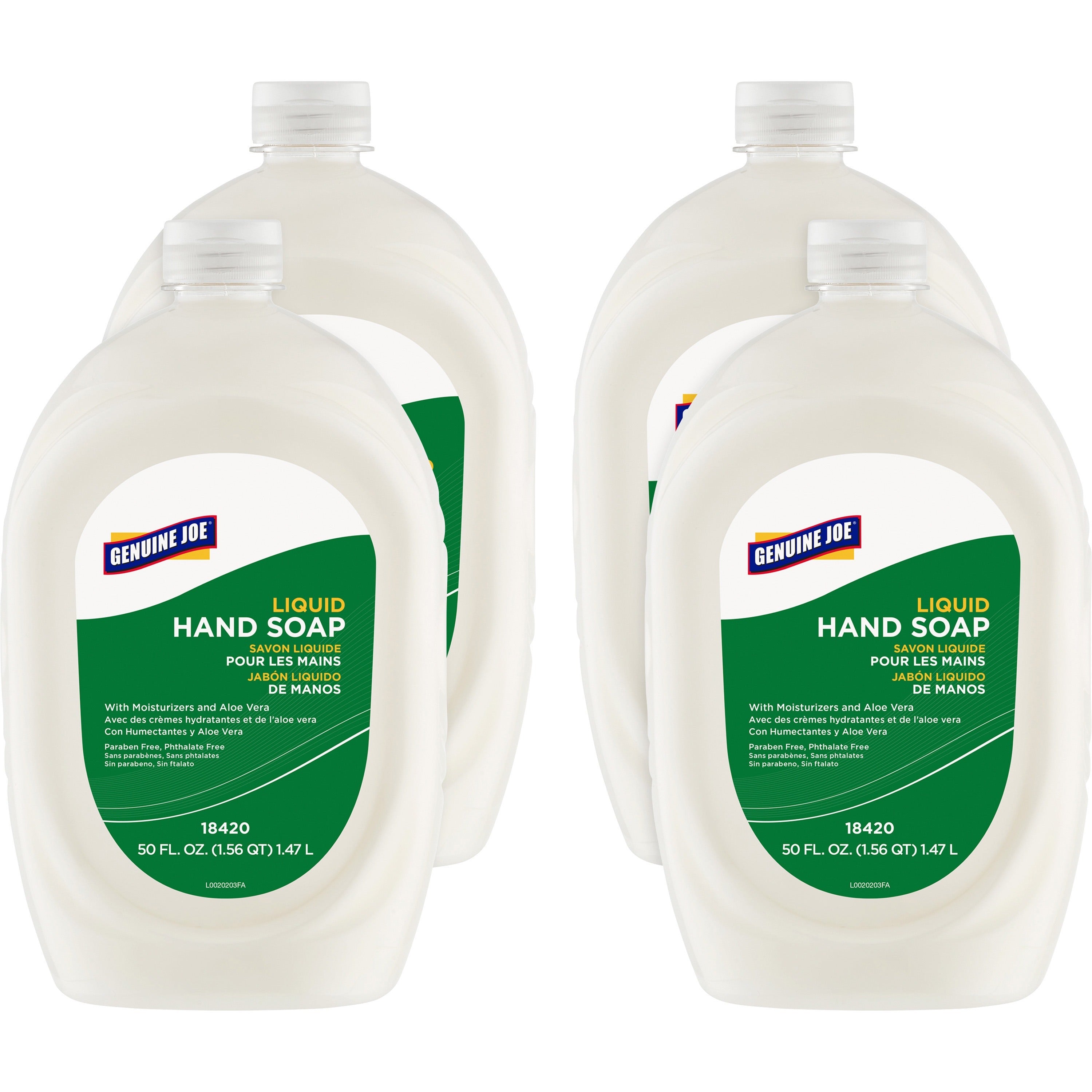 genuine-joe-lotion-soap-50-fl-oz-14787-ml-bottle-dispenser-hand-skin-white-anti-irritant-4-carton_gjo18420ct - 1