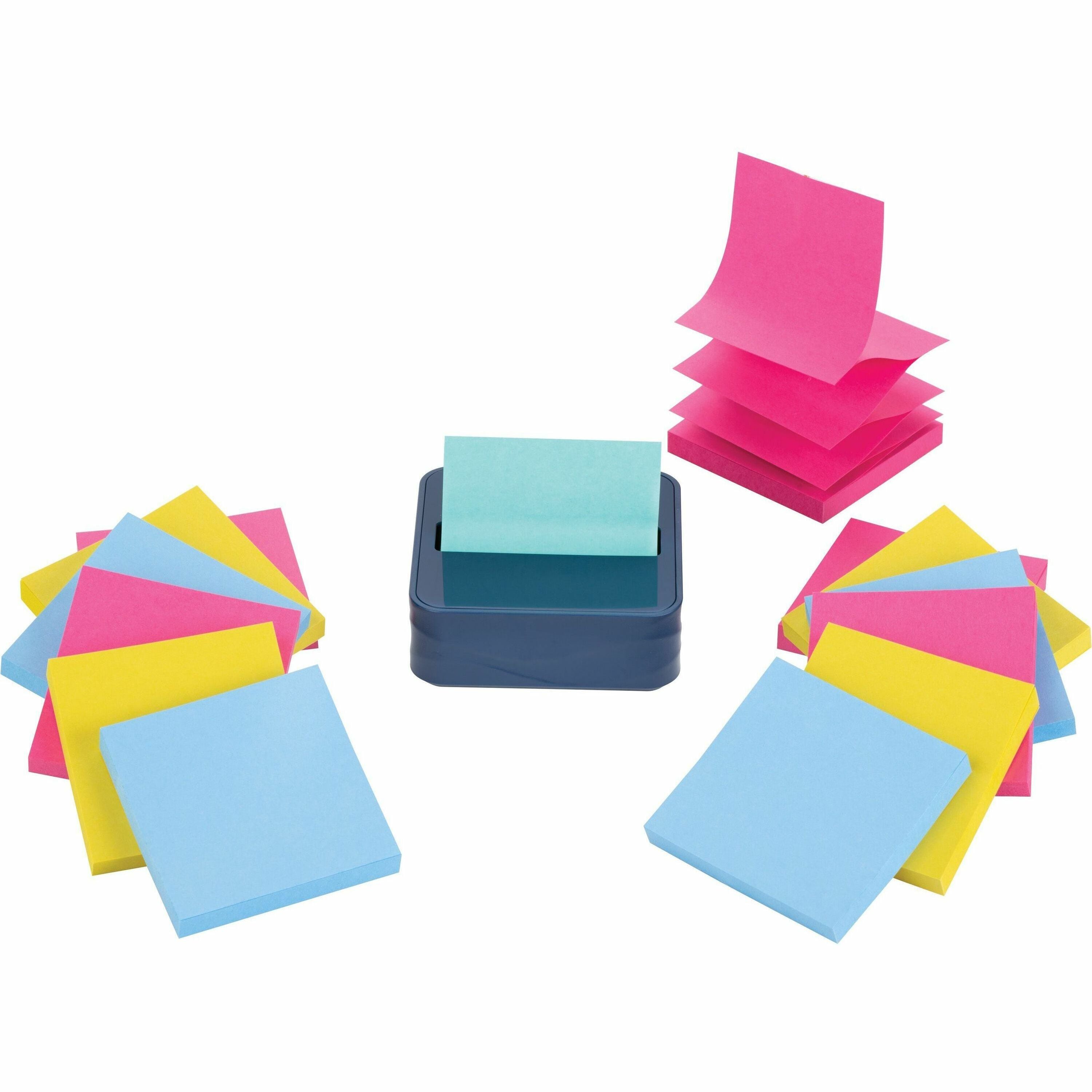 post-it-notes-dispenser-and-dispenser-notes-3-x-3-note-90-sheet-note-capacity-washed-denim-citron-yellow-power-pink_mmmwave330ssva - 1