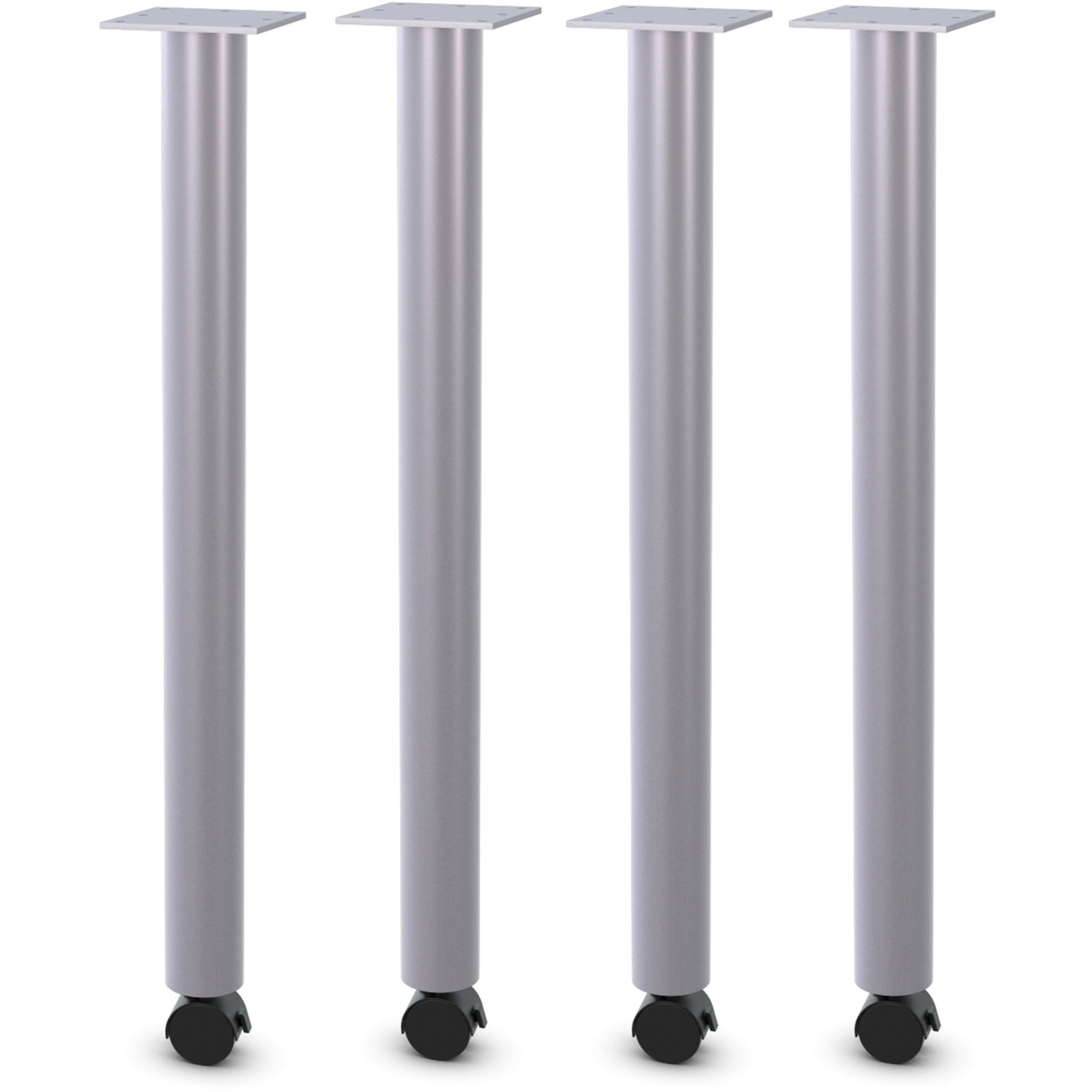 Lorell Tabletop Post Legs - 1" x 2"27.8" , 2" Caster - Material: Steel - Finish: Gray
