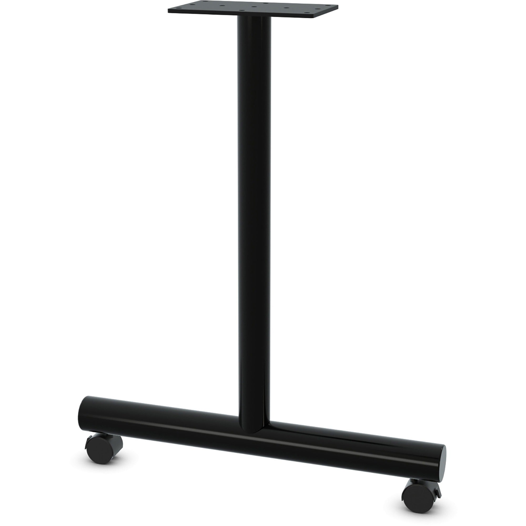 lorell-tabletop-wheeled-t-leg-base-278--2-caster-material-tubular-steel-finish-black_llr60609 - 1