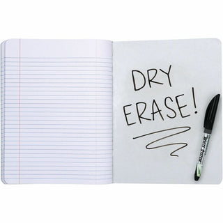 Pacon Marble Hard Cover Wide Rule Composition Book - 1 Subject(s) - 100 Sheets - 200 Pages - Wide Ruled - Red Margin - 9.75" x 7.5" x 0.4" - Black Marble Cover - Recyclable, Hard Cover, Dry Erase Surface - 1 Each