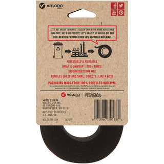 VELCRO Strap,Adjustable,Reusable,Recycled,1"x10',Black - Cable Strap - Black - 1