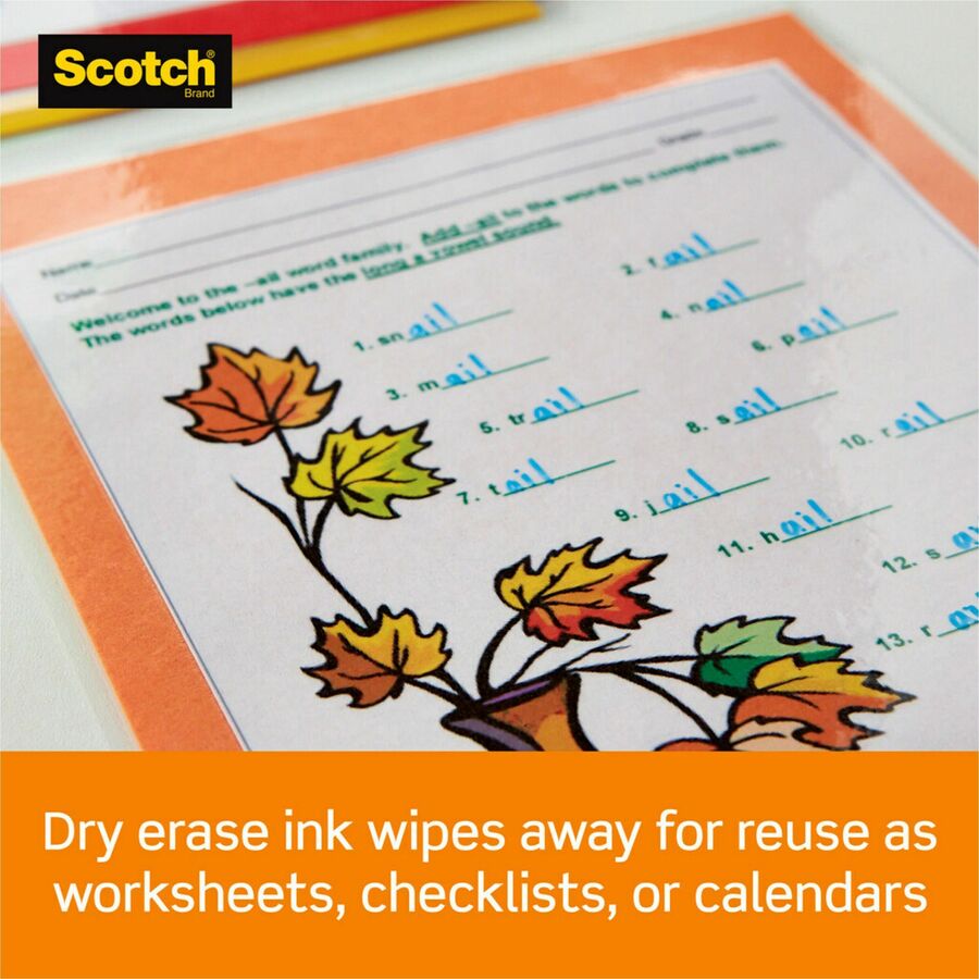 Scotch Laminating Pouch - Sheet Size Supported: Letter - Laminating Pouch/Sheet Size: 8.90" Width x 11.40" Length - for Document, Artwork, Sign, Flyer, Schedule, Certificate, Home, Office, Classroom, Paper - Photo-safe, Tear Proof, Spill Resistant -