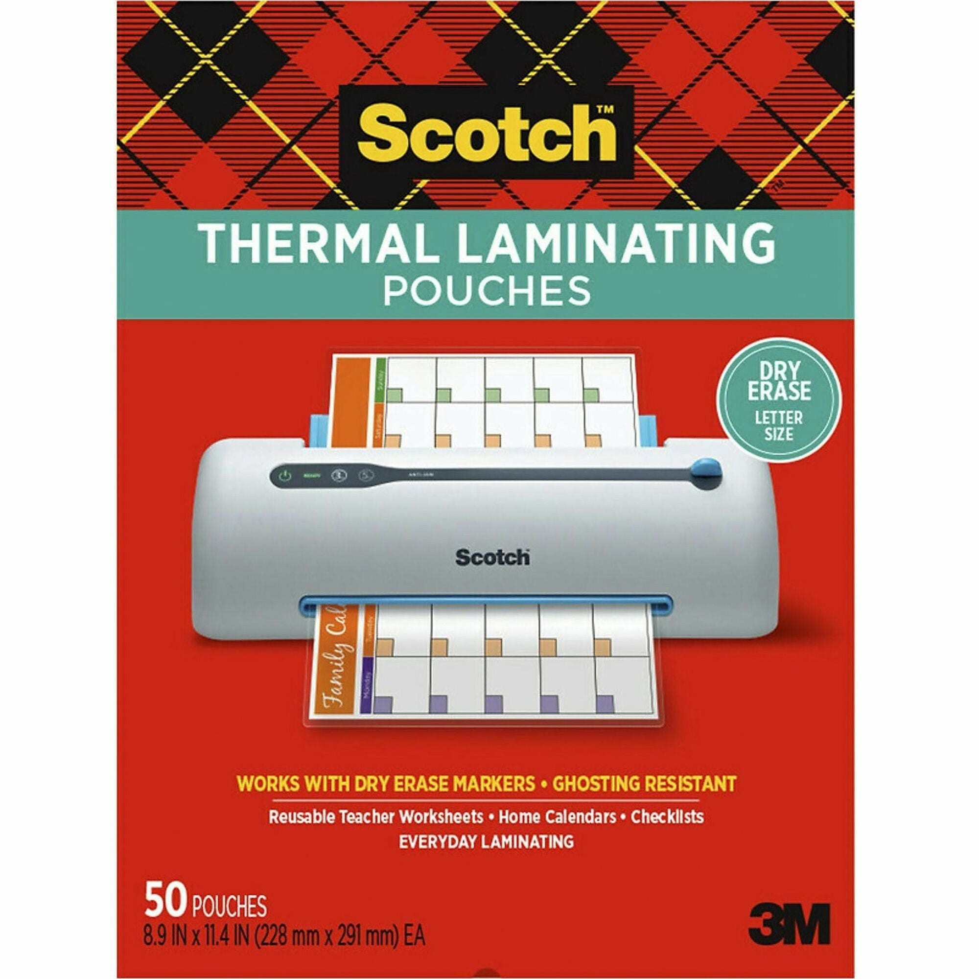 Scotch Laminating Pouch - Sheet Size Supported: Letter - Laminating Pouch/Sheet Size: 8.90" Width x 11.40" Length - for Document, Artwork, Sign, Flyer, Schedule, Certificate, Home, Office, Classroom, Paper - Photo-safe, Tear Proof, Spill Resistant -