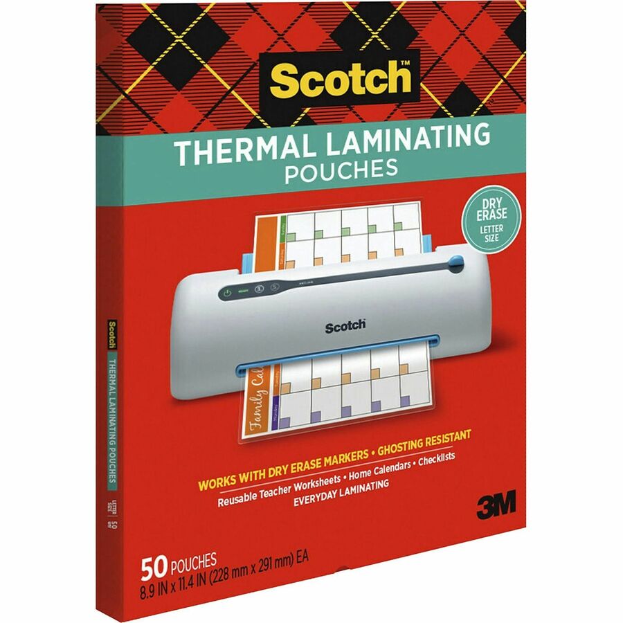 Scotch Laminating Pouch - Sheet Size Supported: Letter - Laminating Pouch/Sheet Size: 8.90" Width x 11.40" Length - for Document, Artwork, Sign, Flyer, Schedule, Certificate, Home, Office, Classroom, Paper - Photo-safe, Tear Proof, Spill Resistant -