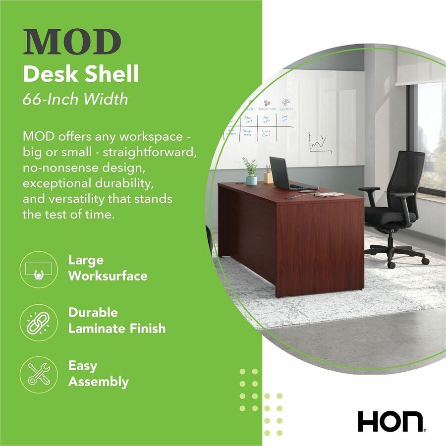 Mod Desk Shell, 66" x 30" x 29", Traditional Mahogany
