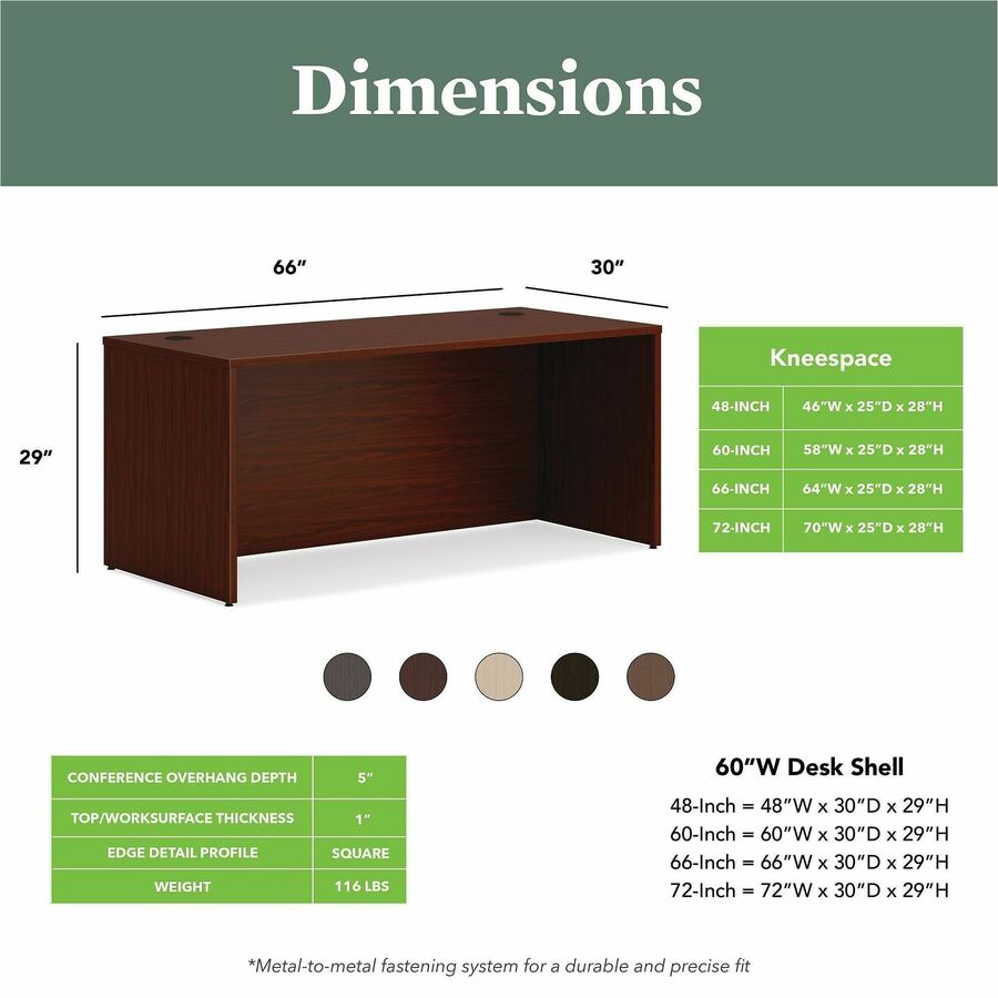 Mod Desk Shell, 66" x 30" x 29", Traditional Mahogany