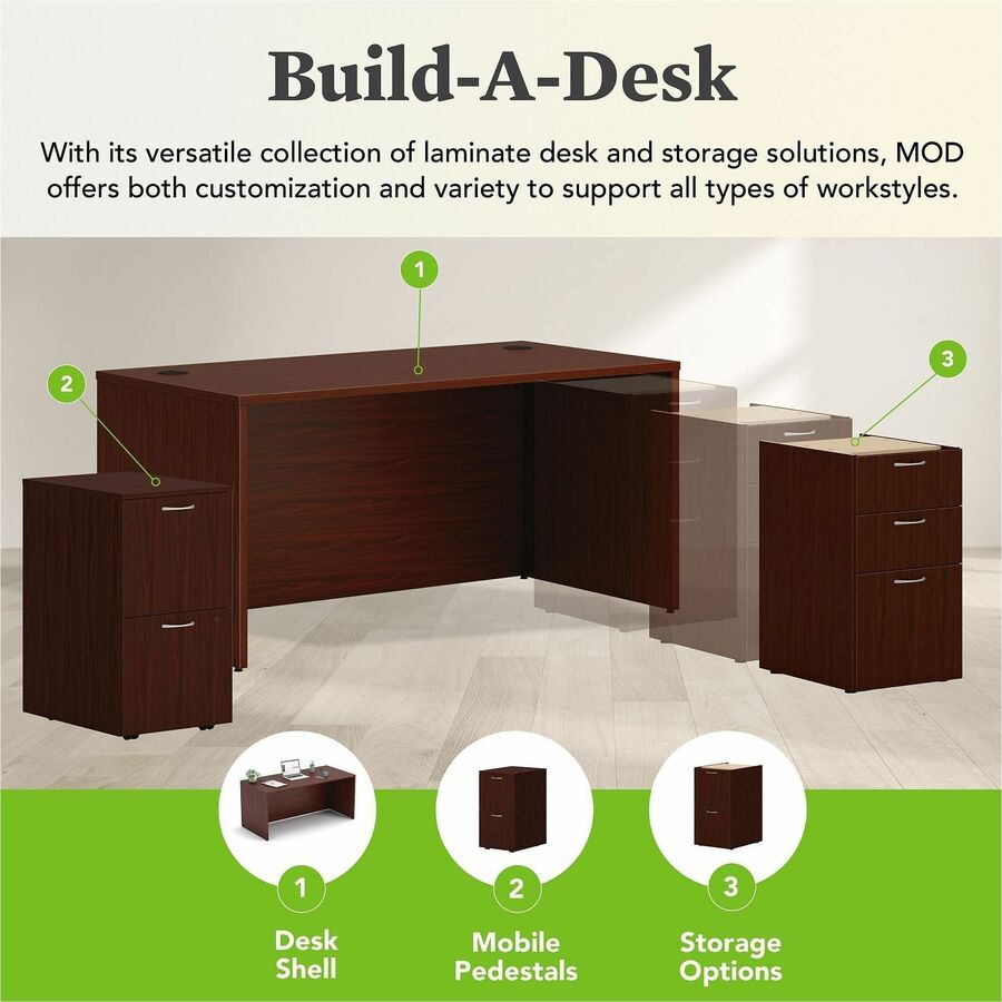 Mod Desk Shell, 66" x 30" x 29", Traditional Mahogany