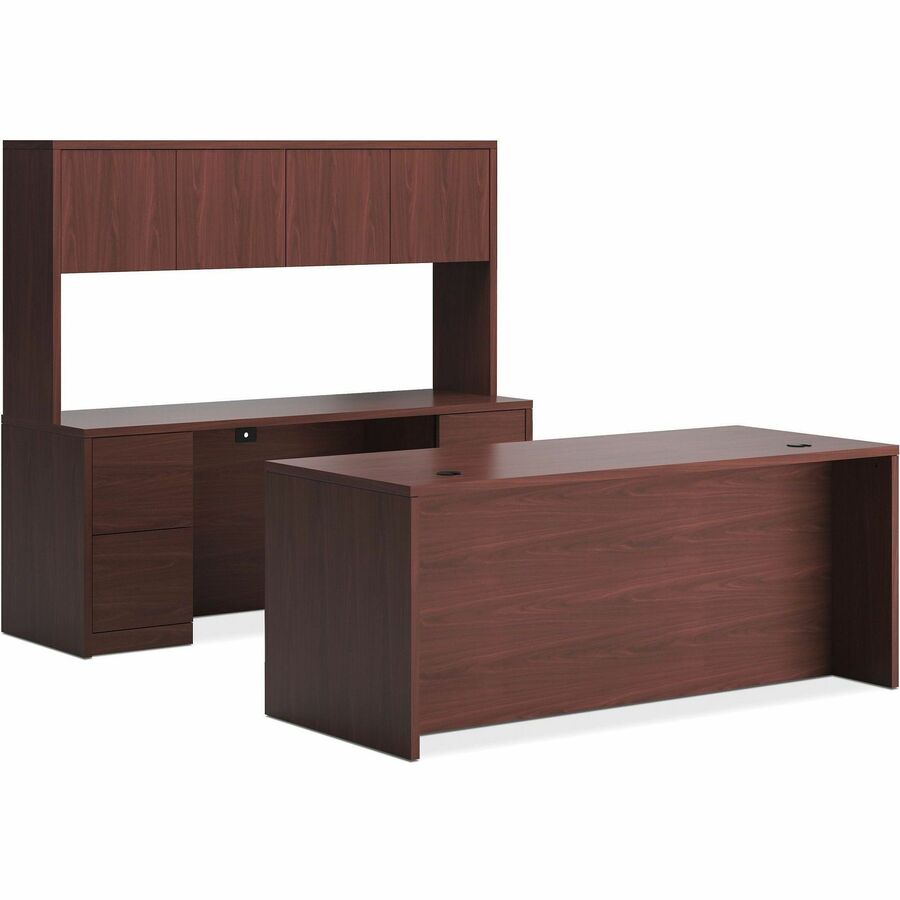 10500 Series "L" Workstation Right Pedestal Desk with Full-Height Pedestal, 72" x 36" x 29.5", Mahogany