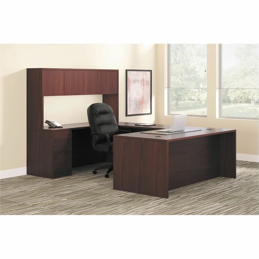 10500 Series "L" Workstation Right Pedestal Desk with Full-Height Pedestal, 72" x 36" x 29.5", Mahogany
