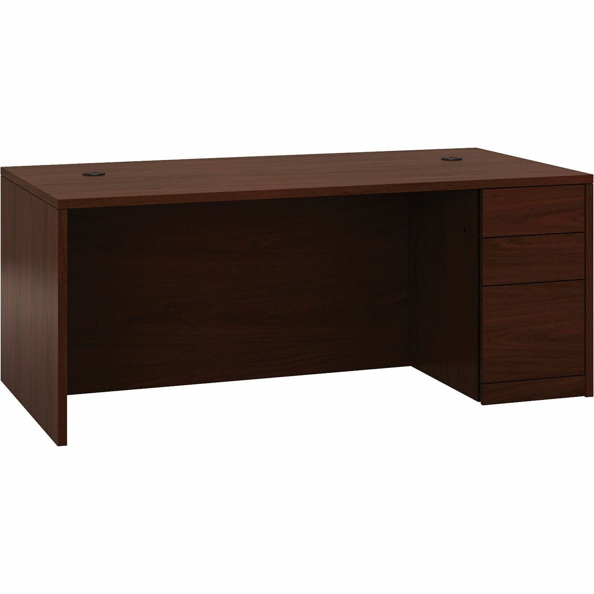 10500 Series "L" Workstation Right Pedestal Desk with Full-Height Pedestal, 72" x 36" x 29.5", Mahogany