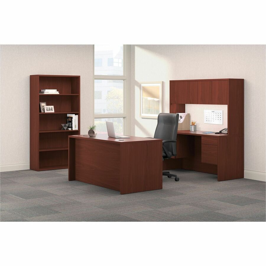 10500 Series "L" Workstation Right Pedestal Desk with Full-Height Pedestal, 72" x 36" x 29.5", Mahogany