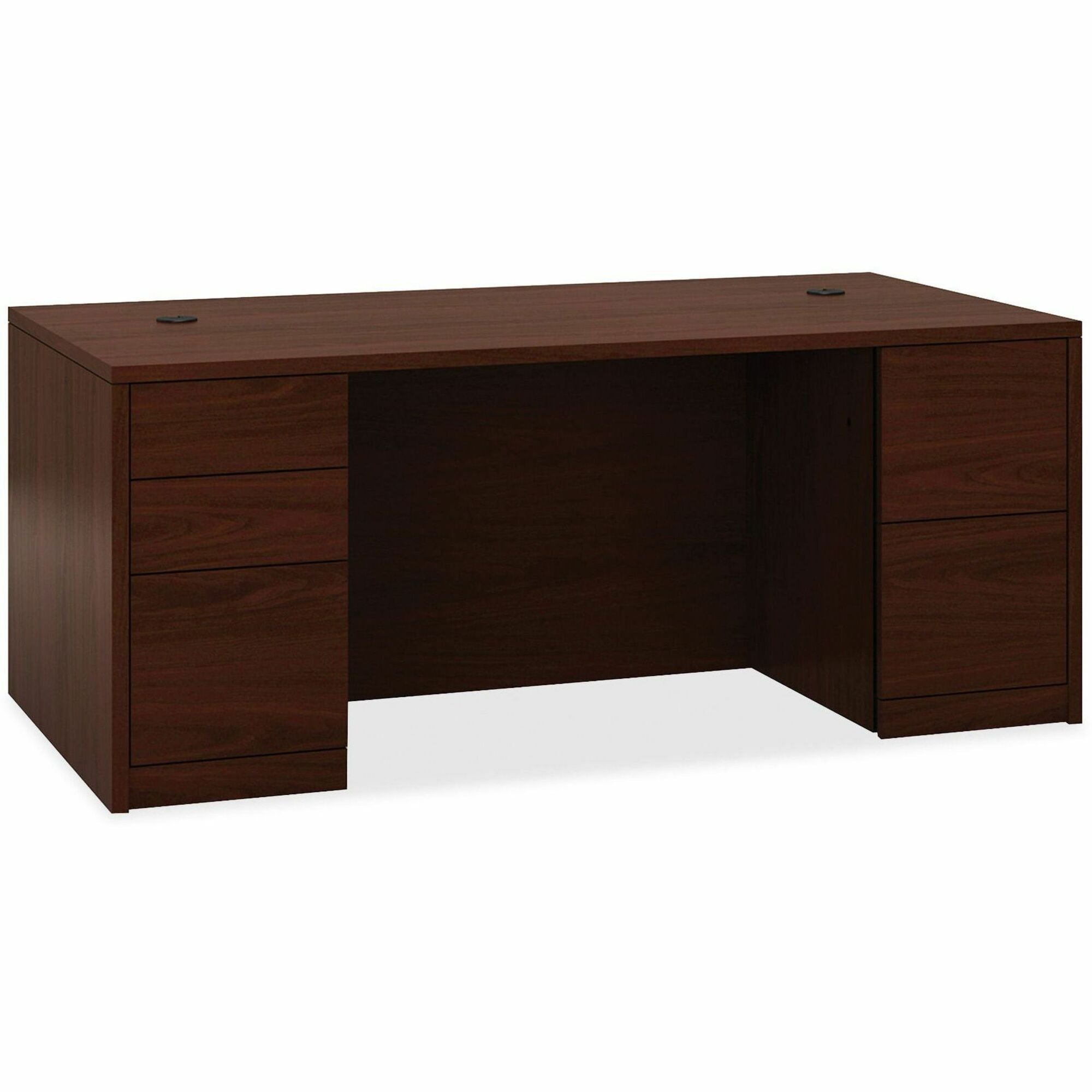 10500 Series Double Pedestal Desk with Full Pedestals, 72" x 36" x 29.5", Mahogany