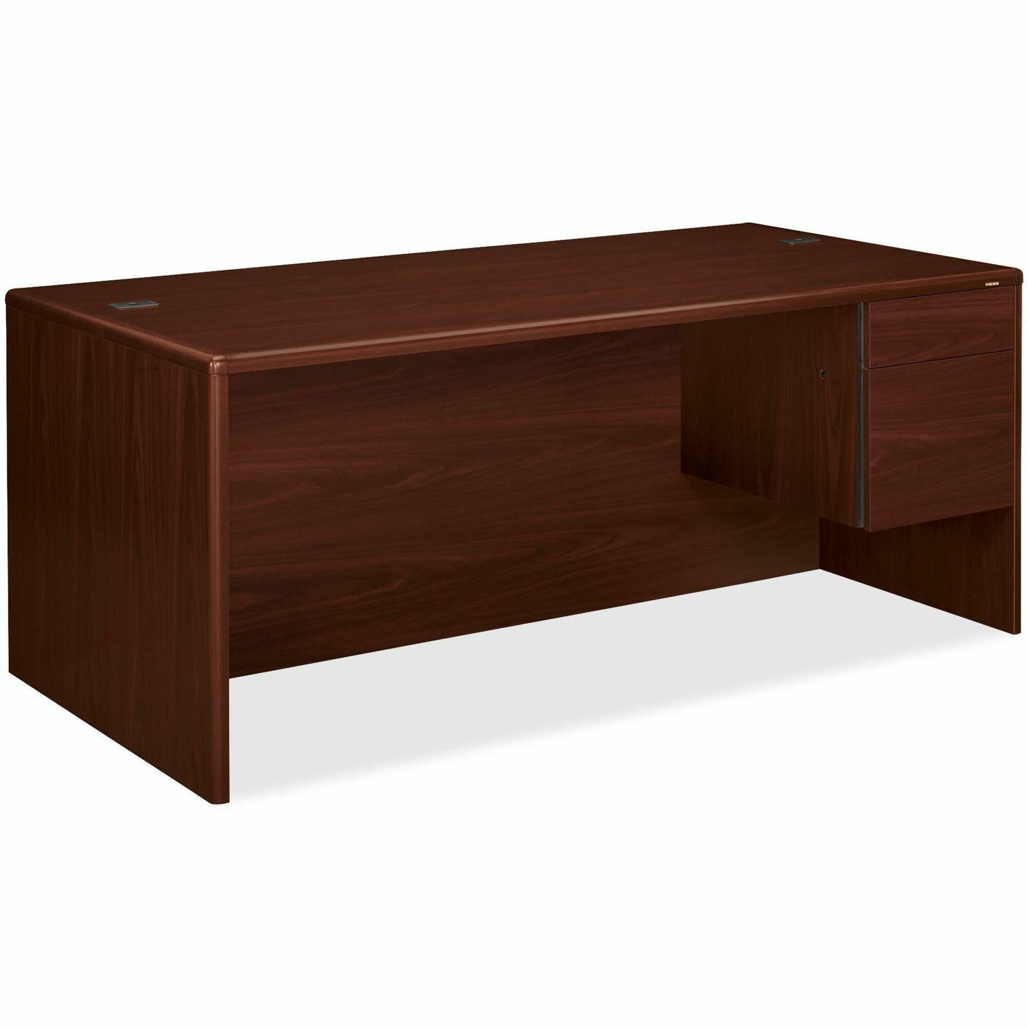 HON 10700 H10785R Pedestal Credenza - 72" x 36"29.5" - 2 x Box, File Drawer(s)Right Side - Waterfall Edge - Finish: Mahogany - 