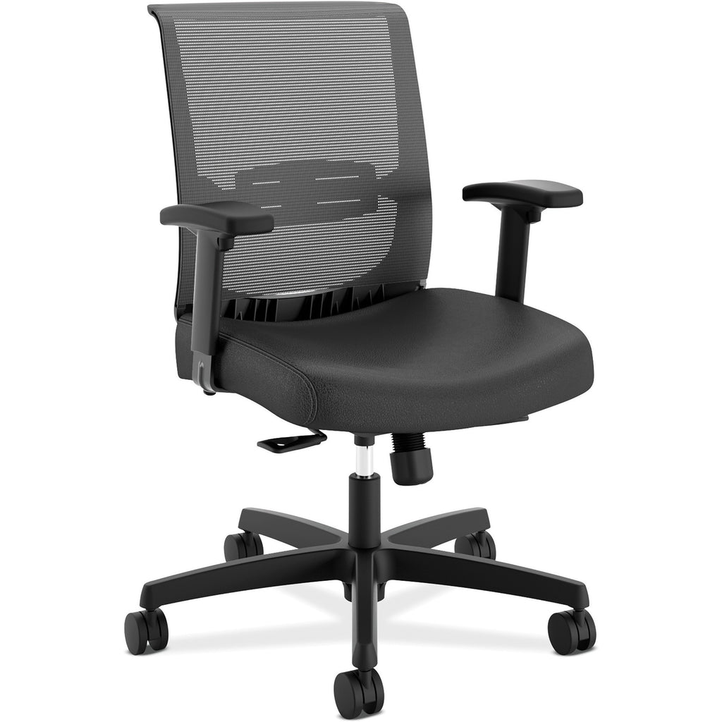 Convergence Mid-Back Task Chair, Synchro-Tilt and Seat Glide, Supports Up to 275 lb, Black