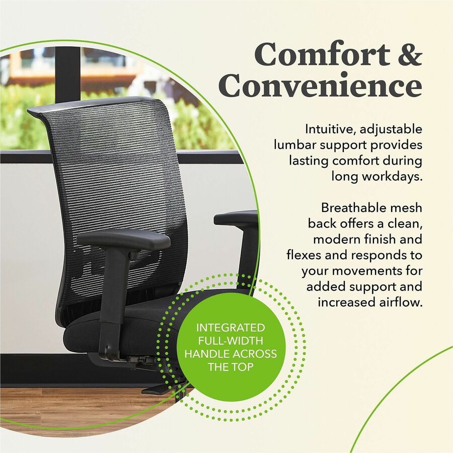 Convergence Mid-Back Task Chair, Synchro-Tilt and Seat Glide, Supports Up to 275 lb, Black