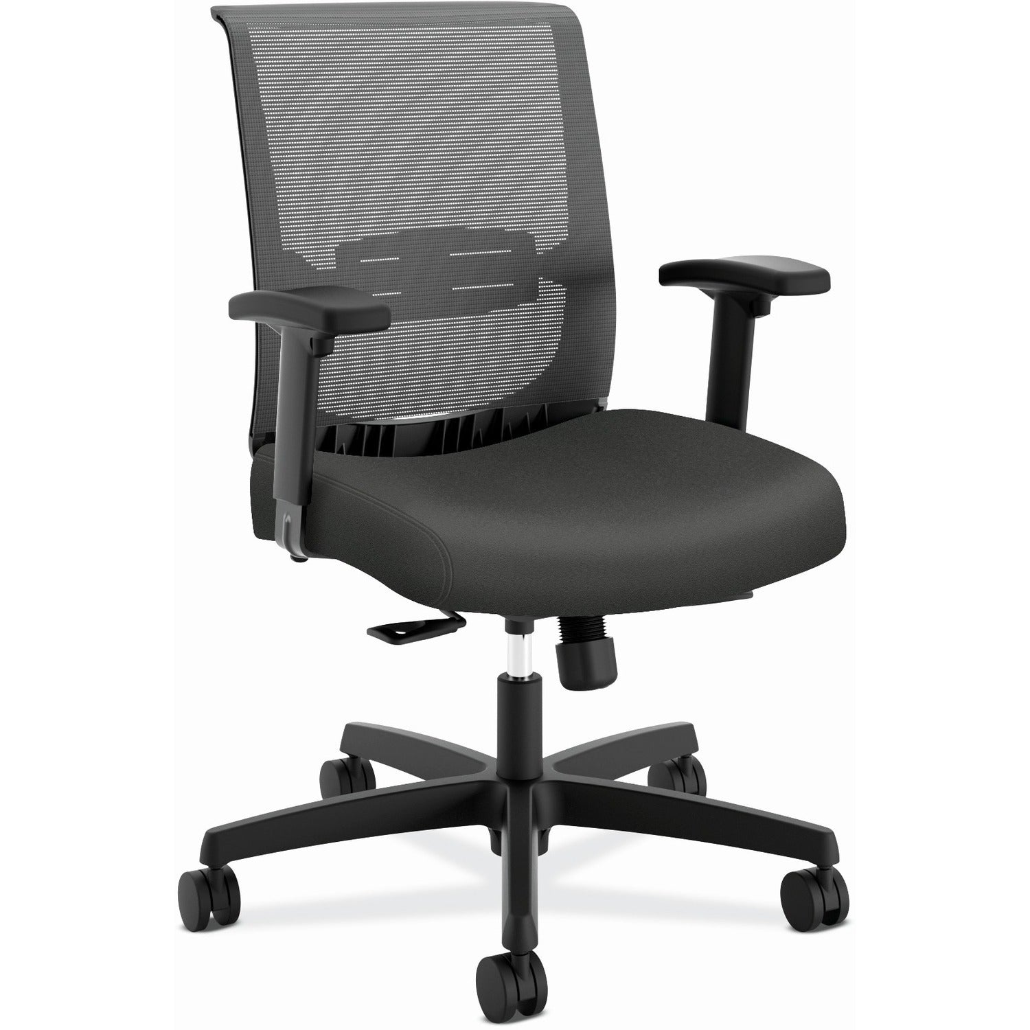 Convergence Mid-Back Task Chair, Synchro-Tilt and Seat Glide, Supports Up to 275 lb, Iron Ore Seat, Black Back/Base