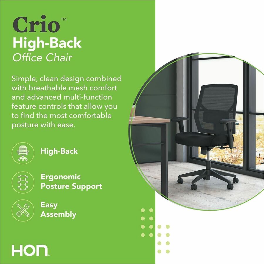 VL581 High-Back Task Chair, Supports Up to 250 lb, 18" to 22" Seat Height, Black