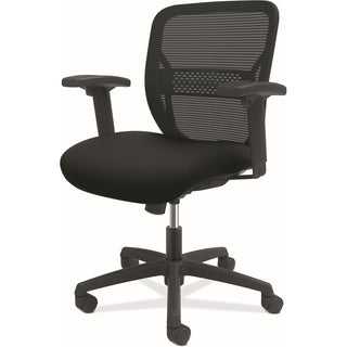 HON Gateway Chair - Black Fabric Seat - Black Mesh Back - Black Nylon Frame - Mid Back - 5-star Base - Black - Armrest