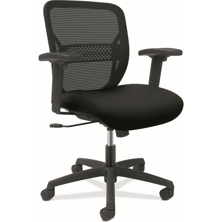 HON Gateway Chair - Black Fabric Seat - Black Mesh Back - Black Nylon Frame - Mid Back - 5-star Base - Black - Armrest