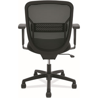 HON Gateway Chair - Black Fabric Seat - Black Mesh Back - Black Nylon Frame - Mid Back - 5-star Base - Black - Armrest
