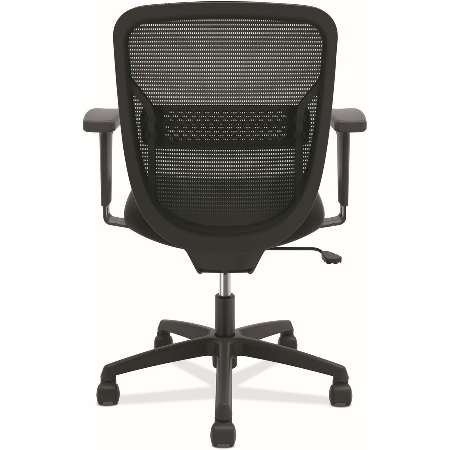 HON Gateway Chair - Black Fabric Seat - Black Mesh Back - Black Nylon Frame - Mid Back - 5-star Base - Black - Armrest