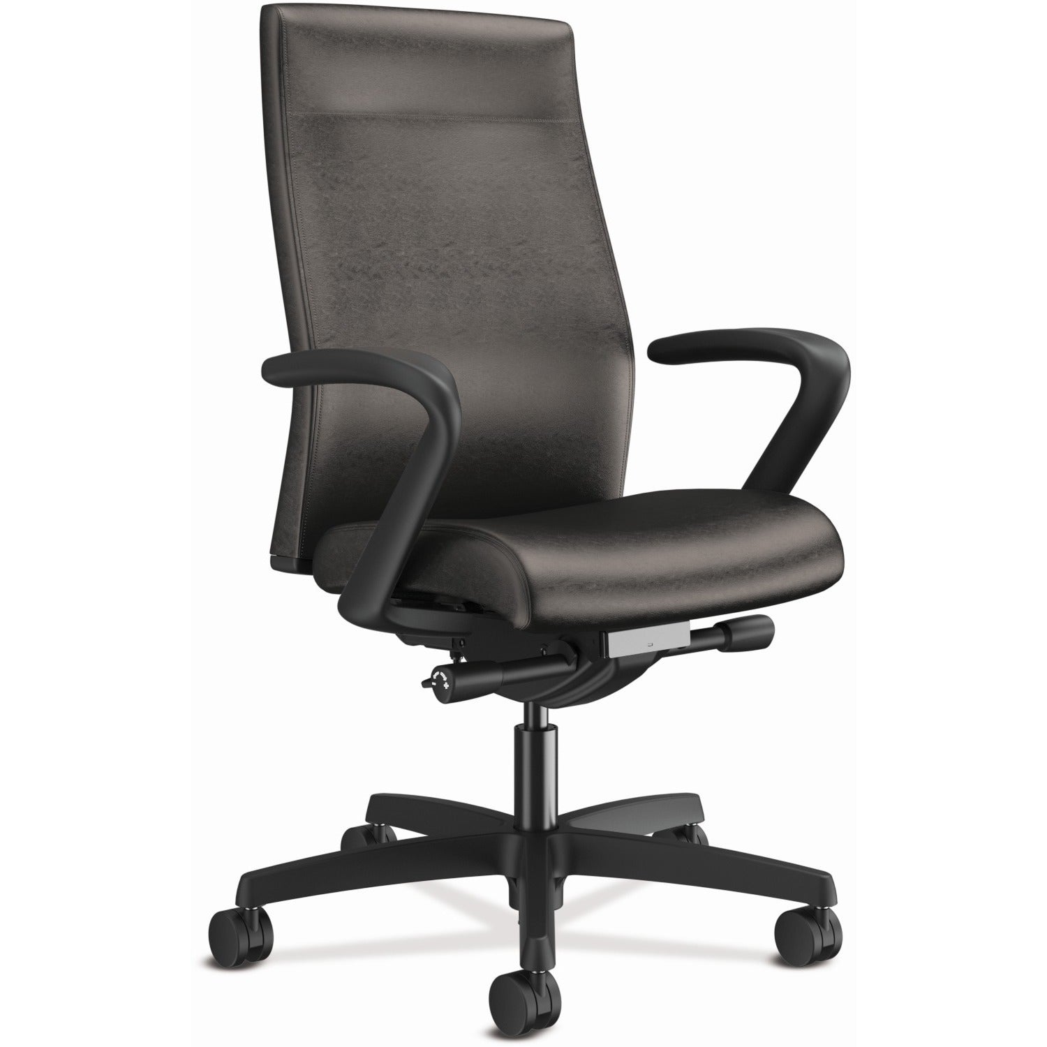 Ignition 2.0 Upholstered Mid-Back Task Chair, 17" to 22" Seat Height, Black Fabric Seat/Back, Black Base
