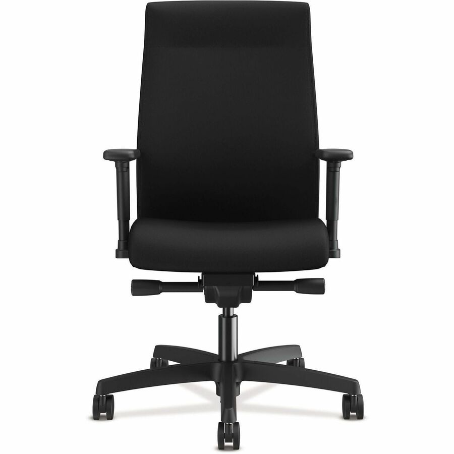 Ignition 2.0 Upholstered Mid-Back Task Chair With Lumbar, Supports Up to 300 lb, 17" to 22" Seat Height, Black