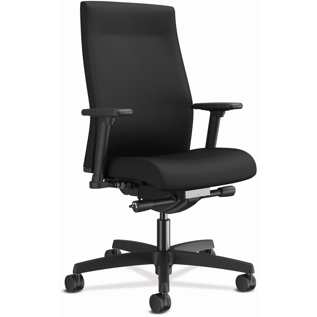 Ignition 2.0 Upholstered Mid-Back Task Chair With Lumbar, Supports Up to 300 lb, 17" to 22" Seat Height, Black