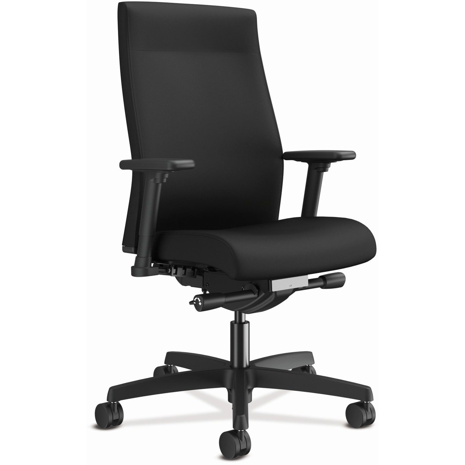 Ignition 2.0 Upholstered Mid-Back Task Chair With Lumbar, Supports Up to 300 lb, 17" to 22" Seat Height, Black