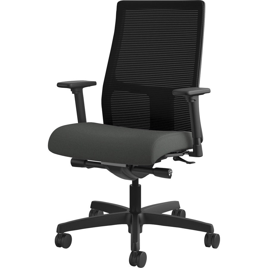 Ignition Series Mesh Mid-Back Work Chair, Supports Up to 300 lb, 17.5" to 22" Seat Height, Iron Ore Seat, Black Back/Base