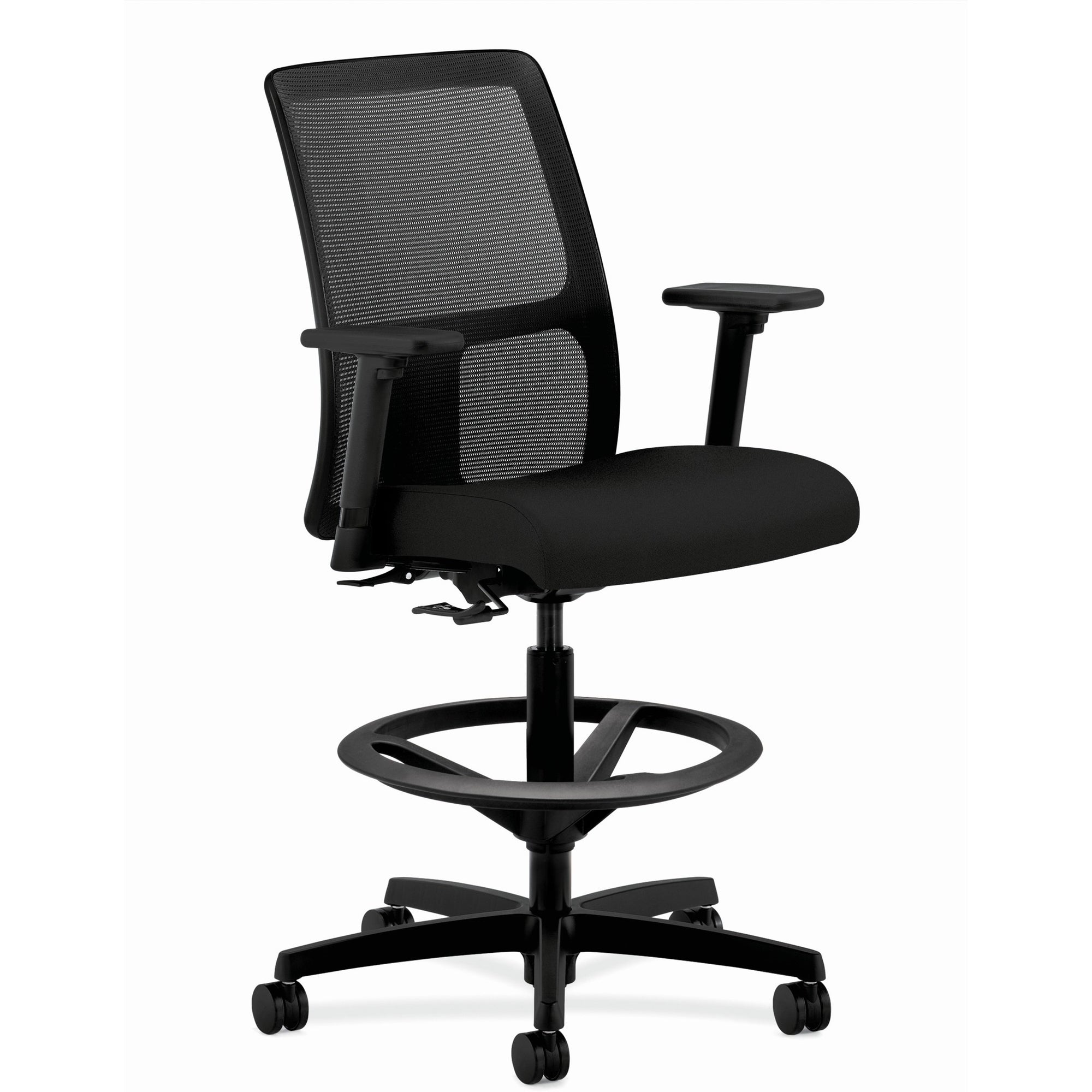 Ignition Series Mesh Low-Back Task Stool, Supports Up to 300 lb, 24" to 33" Seat Height, Black