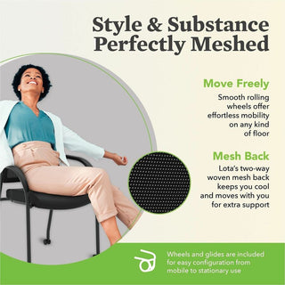 Lota Series Guest Side Chair, 23" x 24.75" x 34.5", Black Seat, Black Back, Black Base