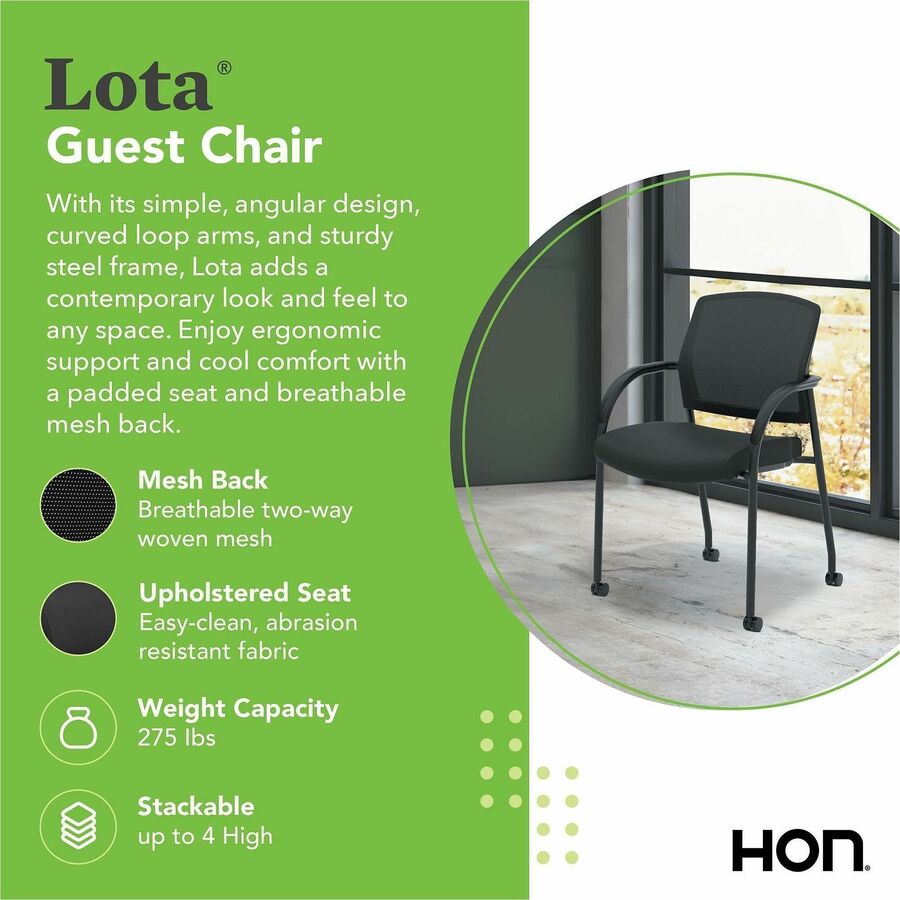 Lota Series Guest Side Chair, 23" x 24.75" x 34.5", Black Seat, Black Back, Black Base