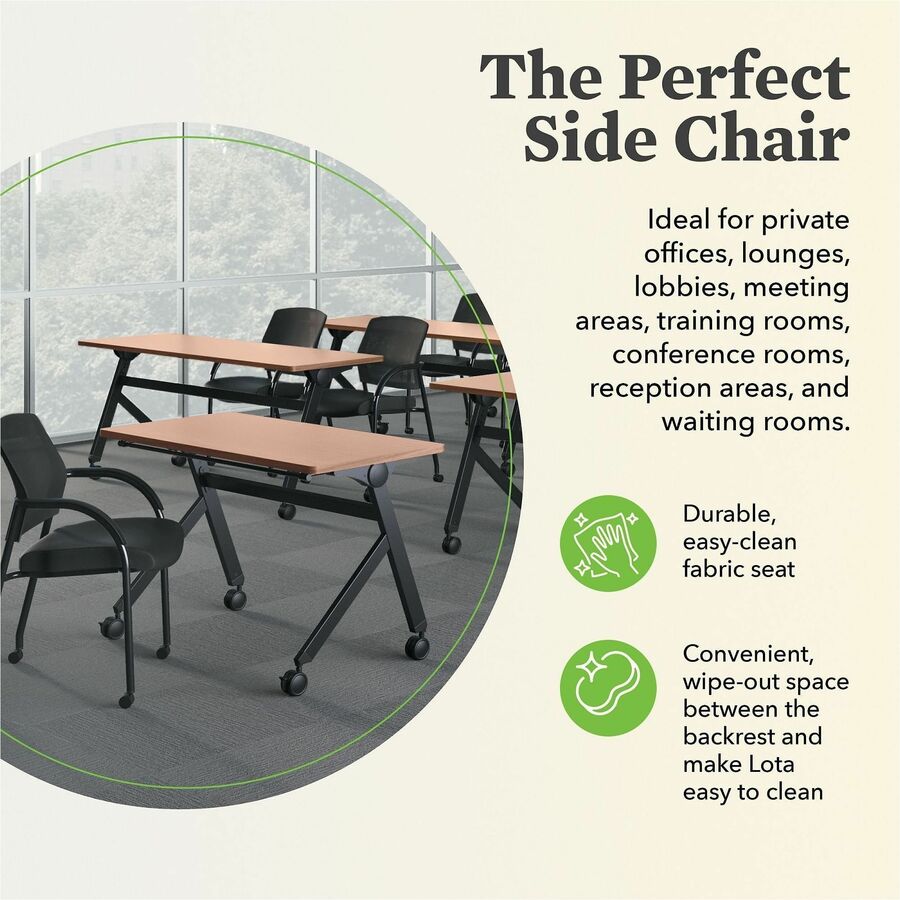 Lota Series Guest Side Chair, 23" x 24.75" x 34.5", Black Seat, Black Back, Black Base