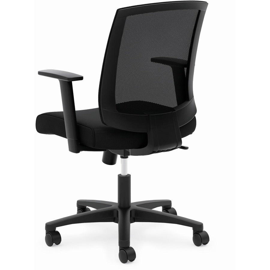 HON Torch Mesh Mid-Back Task Chair - Fabric Seat - Black Mesh Back - Black Frame - Mid Back - 5-star Base - Black - Armrest