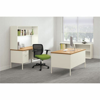 HON Metro Classic HP3276 Pedestal Desk - 4 x Box, File Drawer(s) - Double Pedestal - Square Edge - Finish: Harvest, Putty