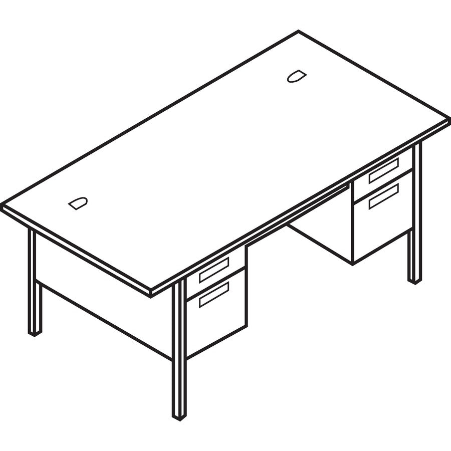 HON Metro Classic HP3276 Pedestal Desk - 4 x Box, File Drawer(s) - Double Pedestal - Square Edge - Finish: Mocha, Black - 