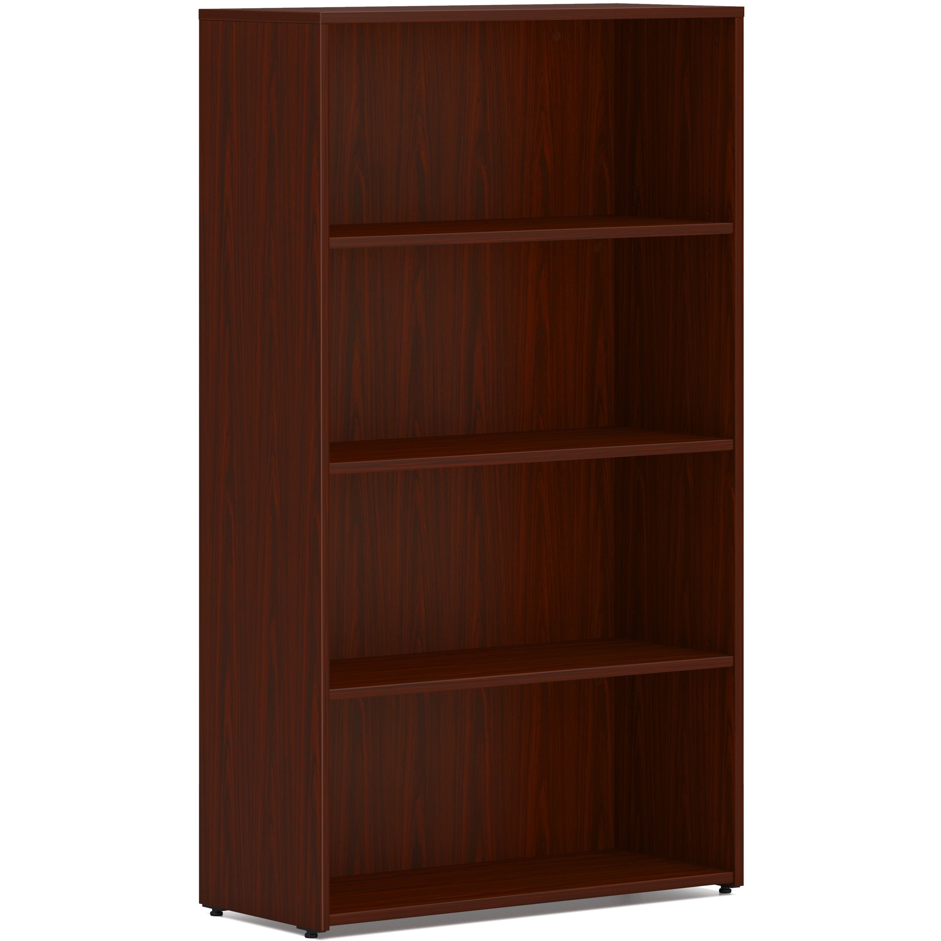 hon-mod-hlplbc3013b4-book-case-30-x-1353-4-shelves-2-adjustable-shelfves-finish-mahogany-adjustable-shelf-durable-laminated-scratch-resistant-spill-resistant-stain-resistant_honlbc3013b4lt1 - 1